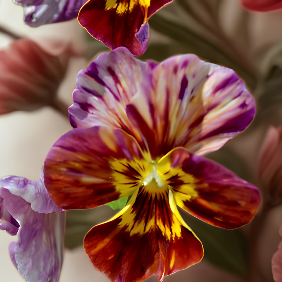 Viola cornuta „Brush Strokes“ – Hornveilchen