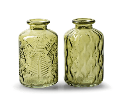 Flesvaasje set van 2 stuks roze of groen - h10 d6cm - Tuinkabouter Chrisje