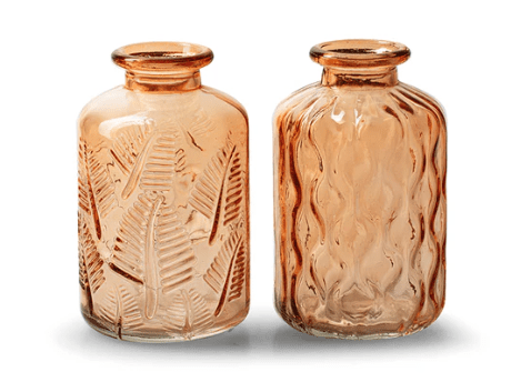 Flesvaasje set van 2 stuks roze of groen - h10 d6cm - Tuinkabouter Chrisje