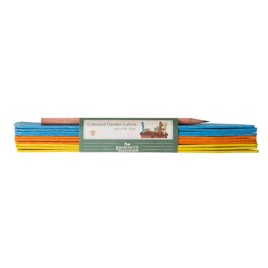Gekleurde houten plantenlabels 25 cm + potlood - Tuinkabouter Chrisje