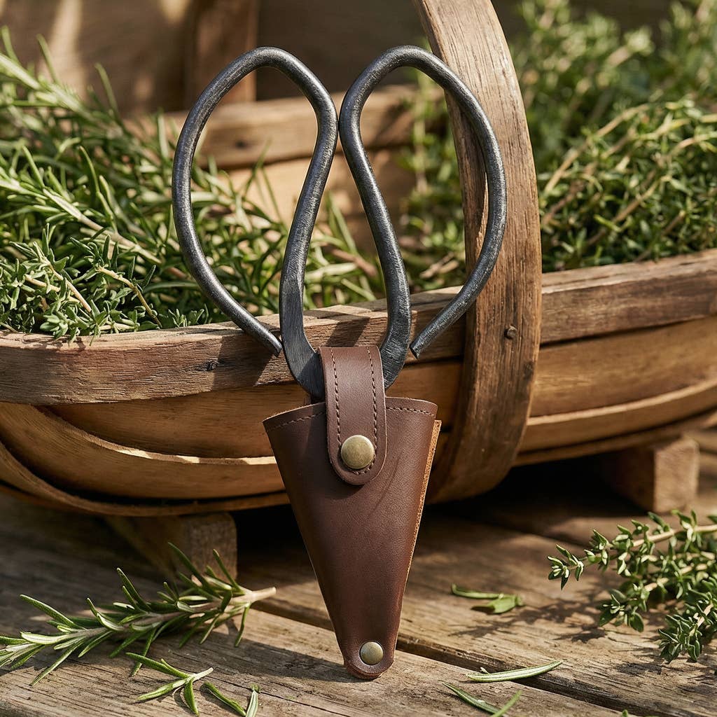 Grote tuinschaar met etui van vegan leer - Tuinkabouter Chrisje