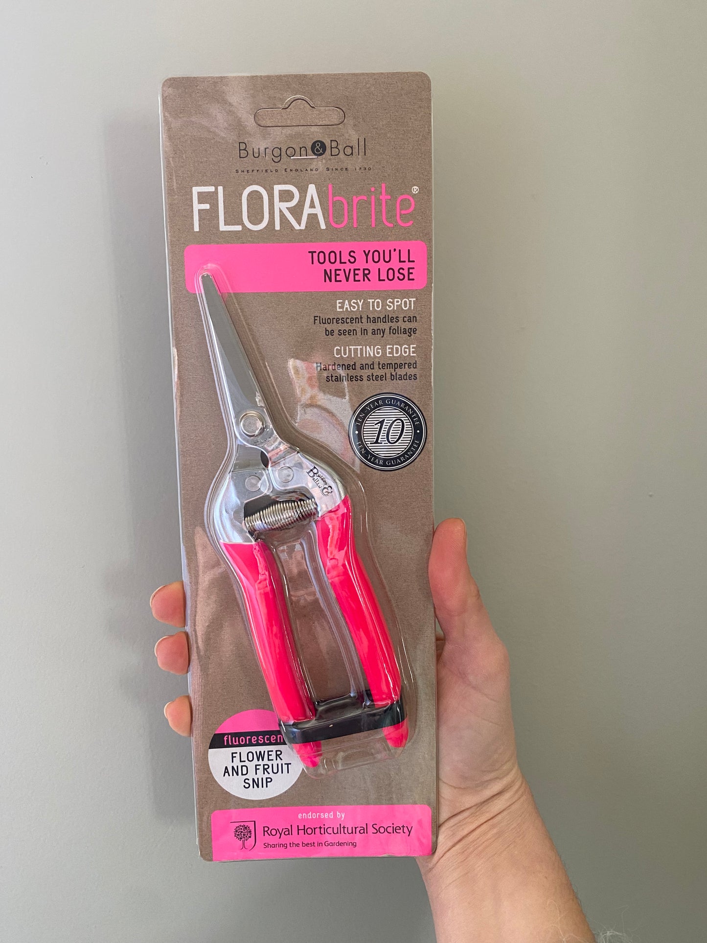 Fluorescent pink Florabrite flower scissors