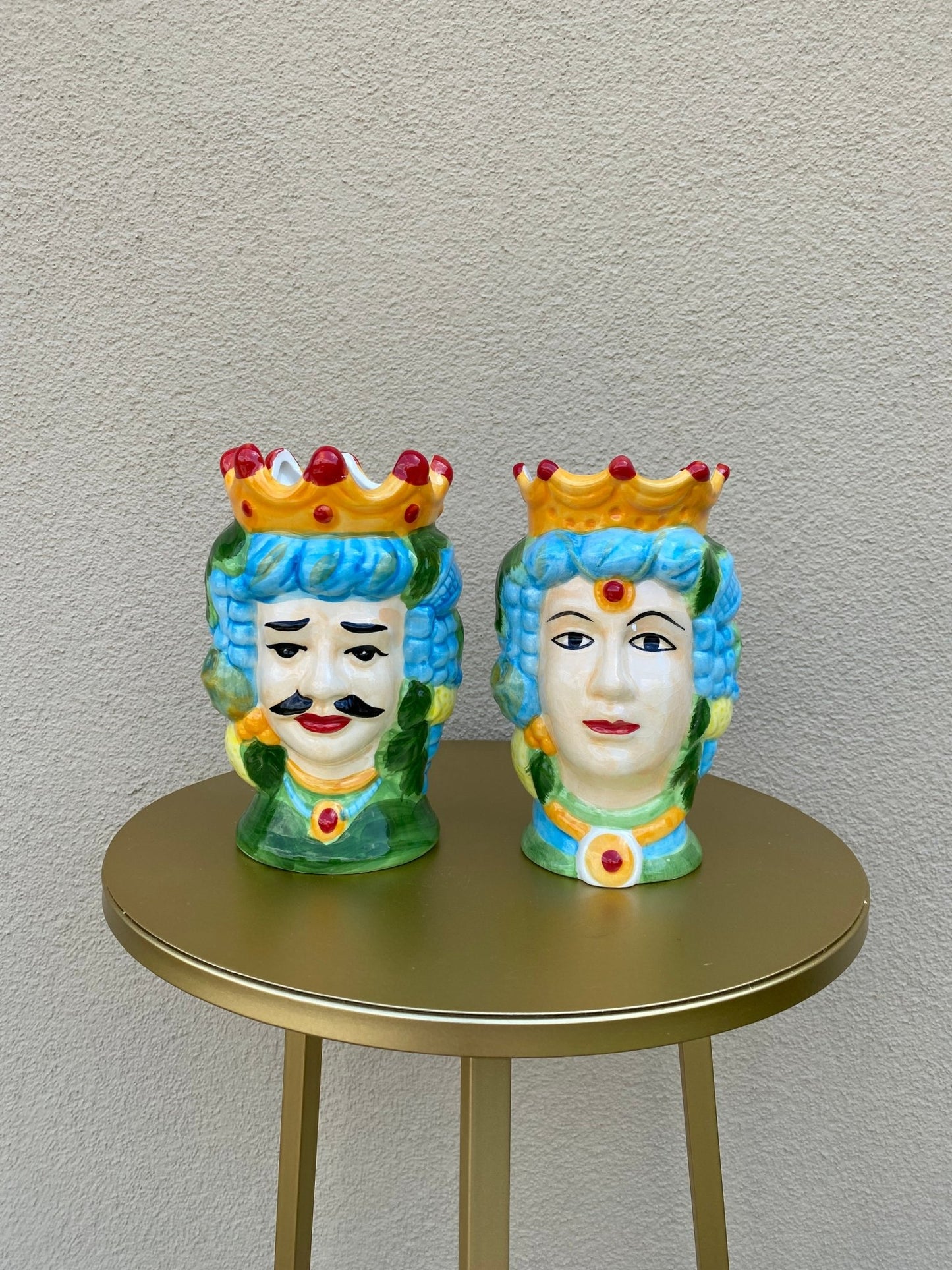 Siciliaanse Moorse Hoofden Keramische vazen - set van 2 stuks - Tuinkabouter Chrisje