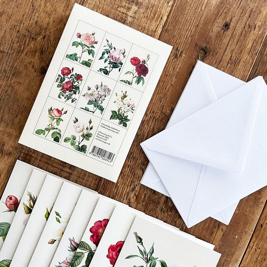 Wenskaarten "Historic Roses" - Set van 8 kaarten met enveloppe - Tuinkabouter Chrisje