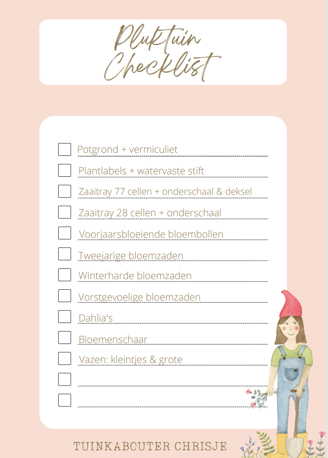 Pluktuin checklist - Tuinkabouter Chrisje